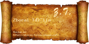 Zborai Tália névjegykártya